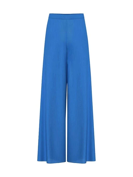 PANTALONI PALAZZO IN CREPONNE DONNA AZZURRO