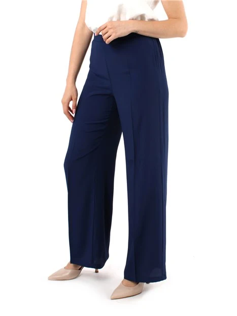 PANTALONI PALAZZO IN CRÊPE DE CHINE MISTO SETA DONNA BLU