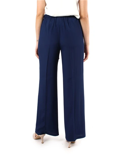 PANTALONI PALAZZO IN CRÊPE DE CHINE MISTO SETA DONNA BLU