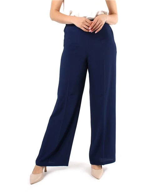 PANTALONI PALAZZO IN CRÊPE DE CHINE MISTO SETA DONNA BLU