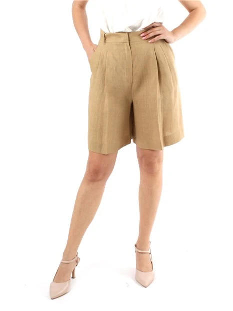 SHORTS IN PURO LINO DONNA BEIGE