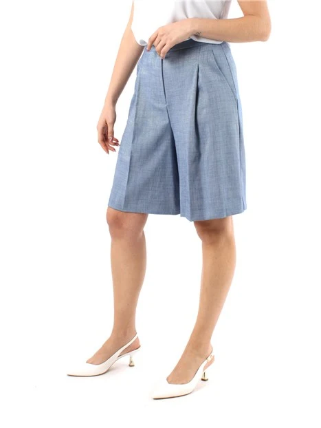 BERMUDA IN LUREX MISTO VISCOSA DONNA CELESTE