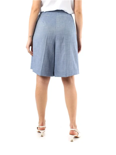 BERMUDA IN LUREX MISTO VISCOSA DONNA CELESTE