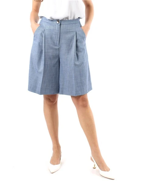BERMUDA IN LUREX MISTO VISCOSA DONNA CELESTE