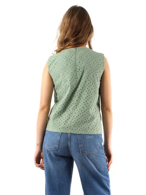 TOP CON RICAMO SANGALLO DONNA VERDE