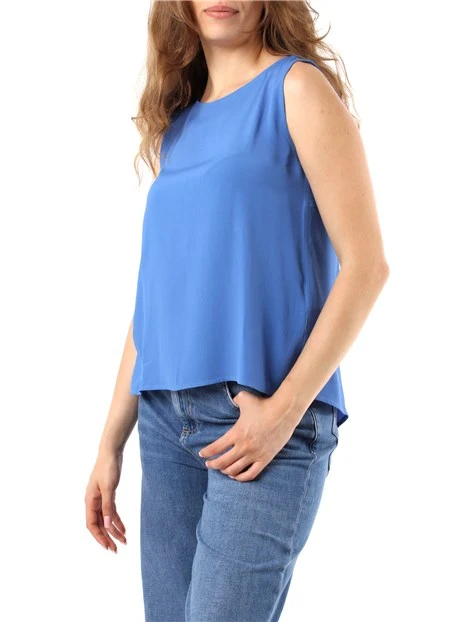 TOP IN MISTO SETA DONNA AZZURRO
