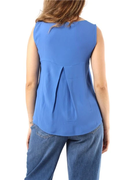 TOP IN MISTO SETA DONNA AZZURRO