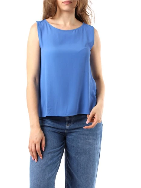 TOP IN MISTO SETA DONNA AZZURRO