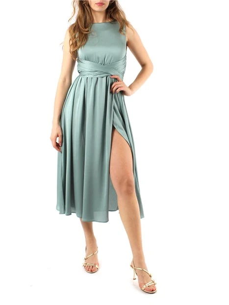 VESTITO MIDI IN CREPONNE DONNA VERDE