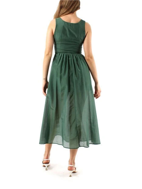 VESTITO LUNGO IN MUSSOLA DI COTONE E SETA DONNA VERDE