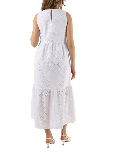 VESTITO LUNGO CON RICAMO SANGALLO DONNA BIANCO