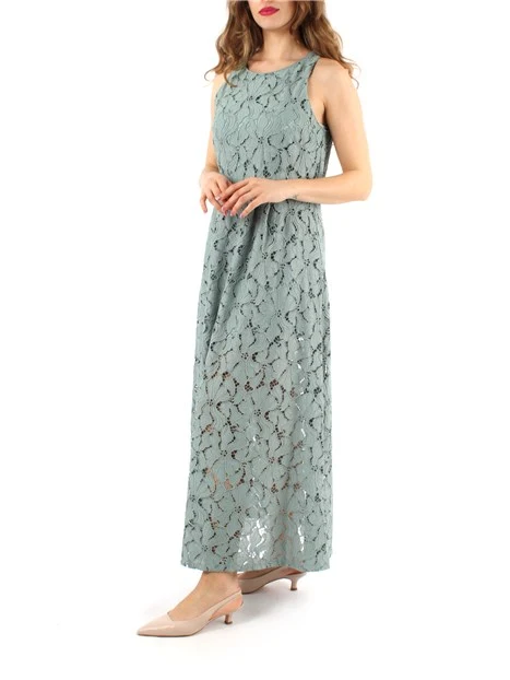VESTITO LUNGO IN PIZZO DONNA VERDE