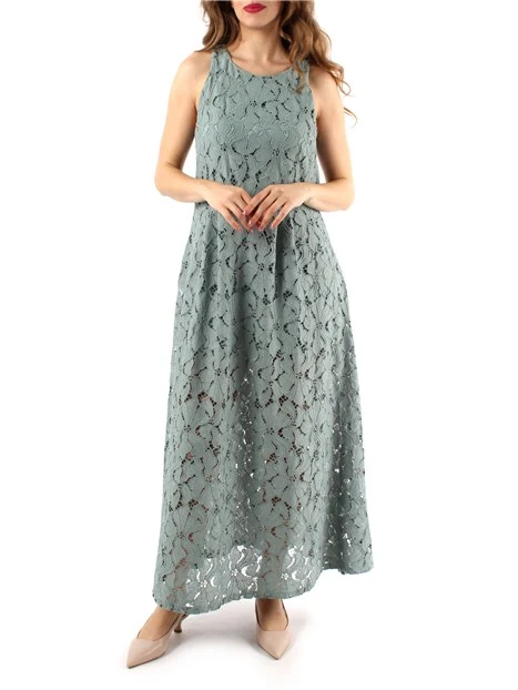 VESTITO LUNGO IN PIZZO DONNA VERDE