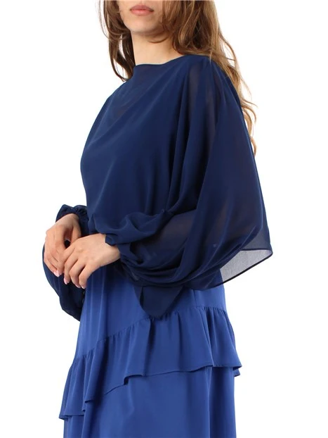 COPRISPALLE IN GEORGETTE CRÊPE DONNA BLU