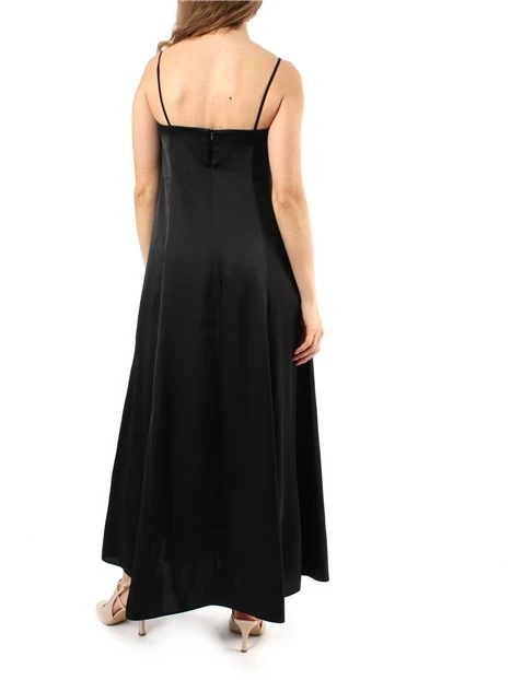 VESTITO LUNGO IN RASO DONNA NERO