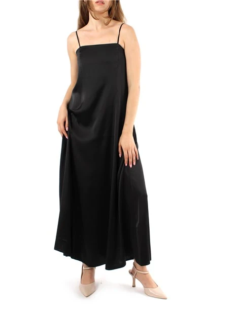 VESTITO LUNGO IN RASO DONNA NERO