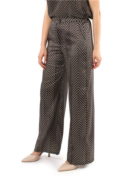 PANTALONE PALAZZO STAMPATO A POIS DONNA NERO