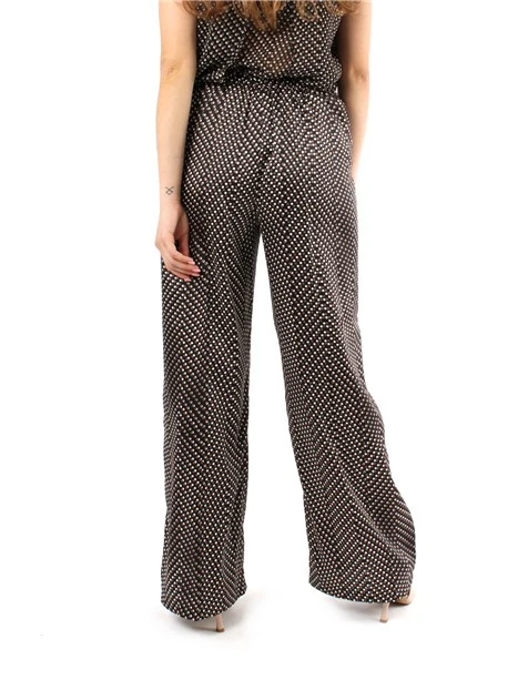 PANTALONE PALAZZO STAMPATO A POIS DONNA NERO
