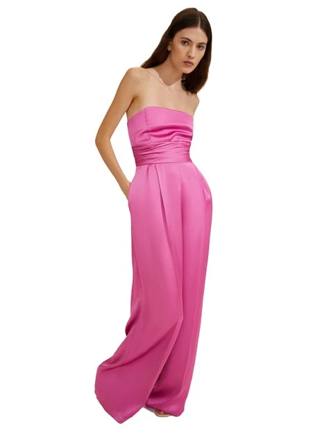 TUTA SMANICATA CON COPRISPALLE IN RASO DONNA FUCSIA