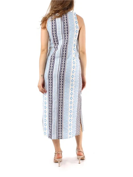 VESTITO LUNGO CON FANTASIA ETNICA DONNA BLU