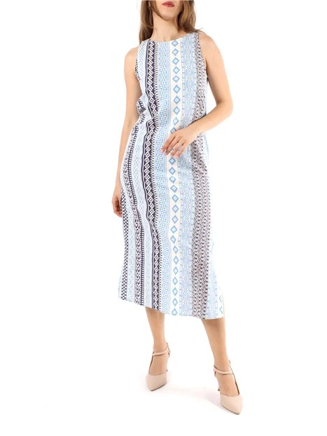 VESTITO LUNGO CON FANTASIA ETNICA DONNA BLU