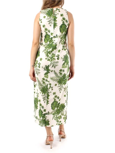 VESTITO LUNGO CON FANTASIA FLOREALE DONNA VERDE