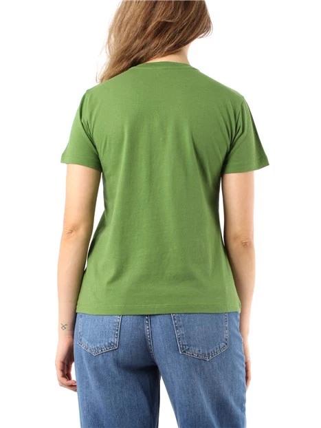 T-SHIRT MANICA CORTA IN JERSEY CON RICAMI DONNA VERDE