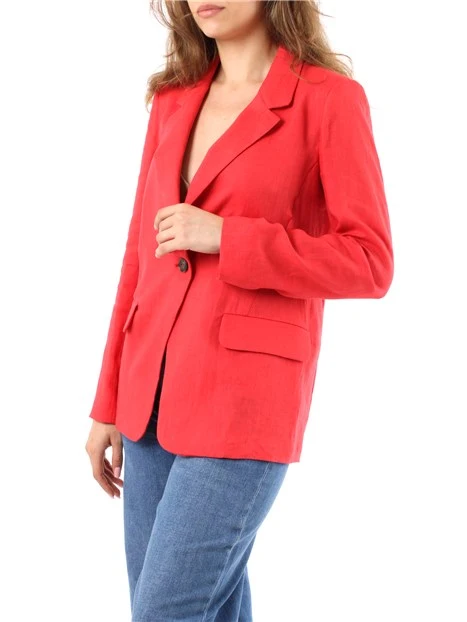 GIACCA BLAZER IN PURO LINO DONNA ROSSO