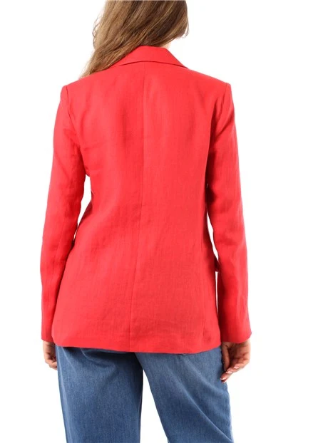 GIACCA BLAZER IN PURO LINO DONNA ROSSO