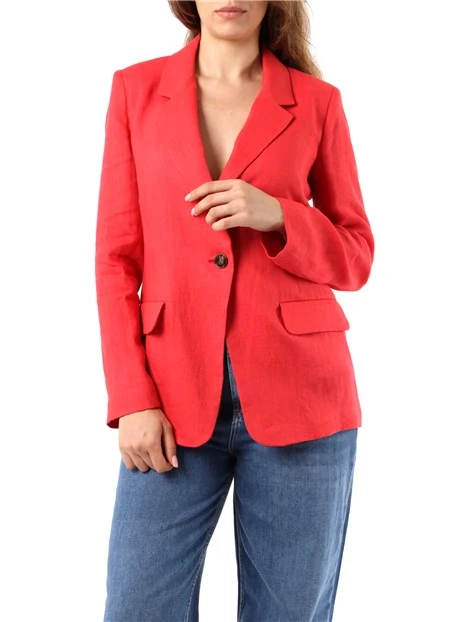 GIACCA BLAZER IN PURO LINO DONNA ROSSO