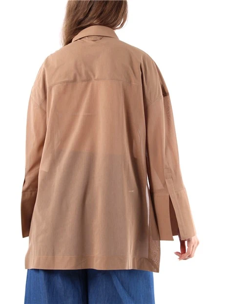 CAMICIA OVERSIZE IN JERSEY VOILÈ DONNA BEIGE