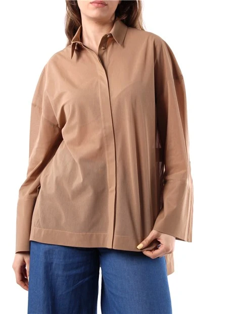 CAMICIA OVERSIZE IN JERSEY VOILÈ DONNA BEIGE