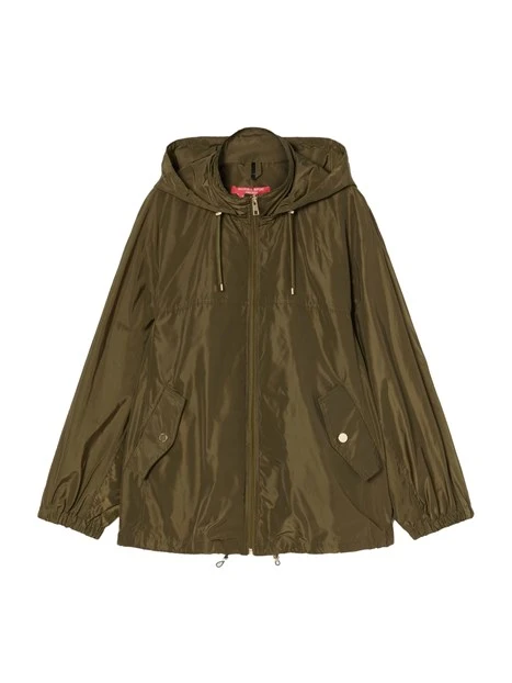 GIACCA IMPERMEABILE CORTA IN TAFFETÀ DONNA VERDE
