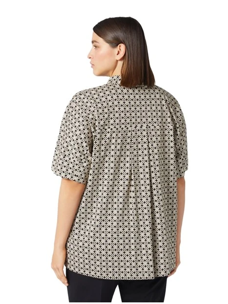 CAMICIA MANICHE CORTE A FANTASIA DONNA NERO