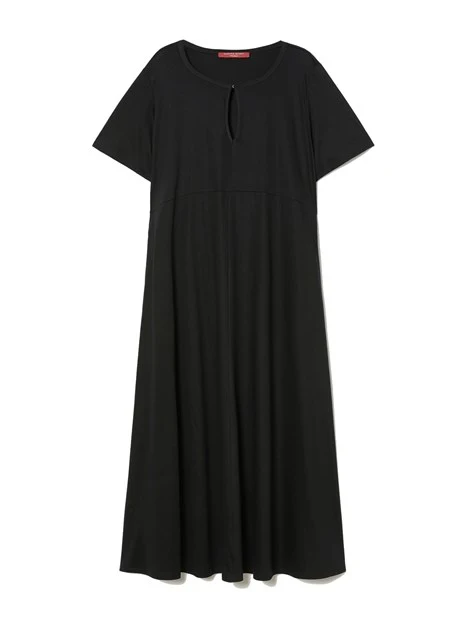 VESTITO LUNGO IN JERSEY CON SCOLLO A V DONNA NERO