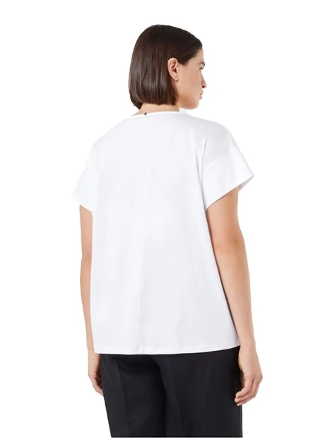 T-SHIRT MANICA CORTA CON SCOLLO A V DONNA BIANCO OTTICO