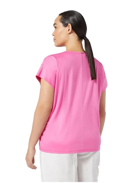 T-SHIRT MANICA CORTA CON SCOLLO A V DONNA FUXIA