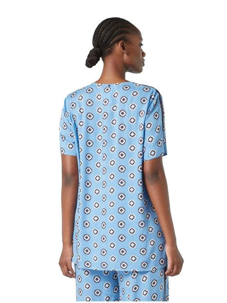 BLUSA IN VISCOSA A FANTASIA DONNA AZZURRO