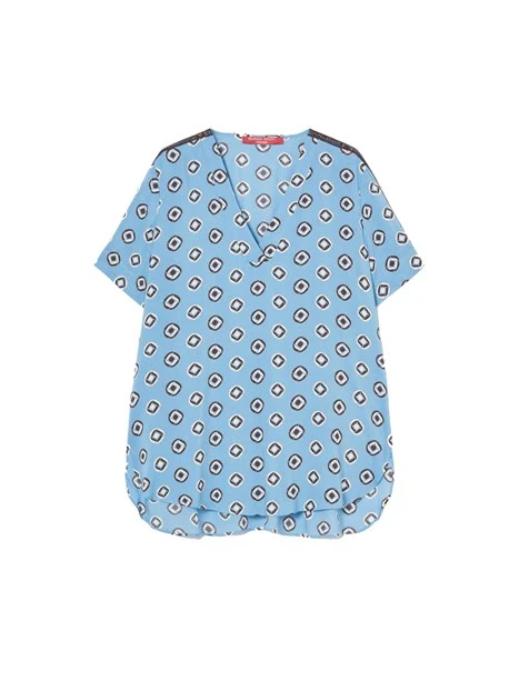 BLUSA IN VISCOSA A FANTASIA DONNA AZZURRO