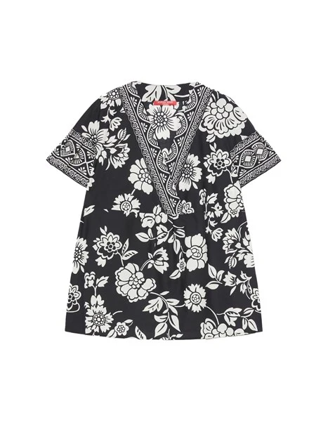 BLUSA MANICA CORTA A FANTASIA DONNA NERO
