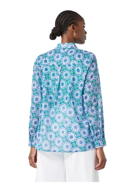 CAMICIA IN MUSSOLA A FANTASIA DONNA CELESTE