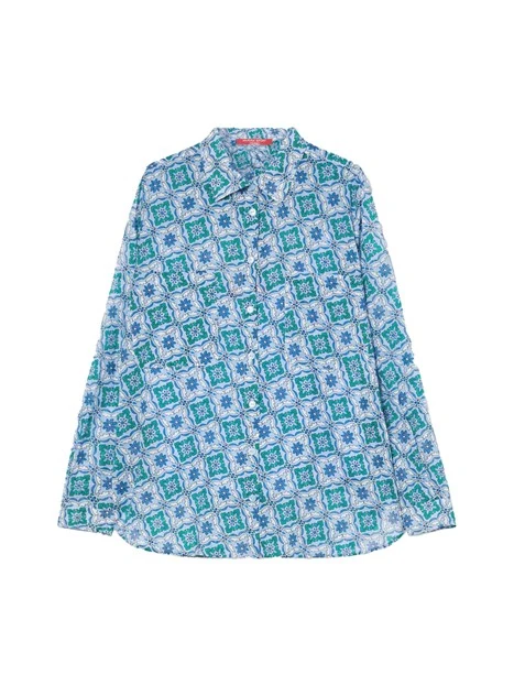 CAMICIA IN MUSSOLA A FANTASIA DONNA CELESTE