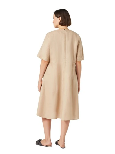 VESTITO CORTO IN LINO DONNA BEIGE