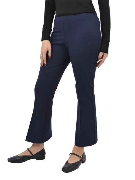 PANTALONI CROPPED A TROMBETTA IN MISTO VISCOSA DONNA BLU SCURO
