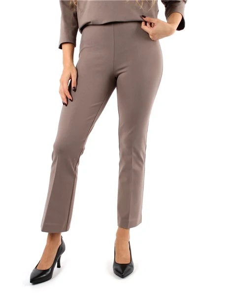 PANTALONI CROPPED A TROMBETTA IN MISTO VISCOSA DONNA TORTORA
