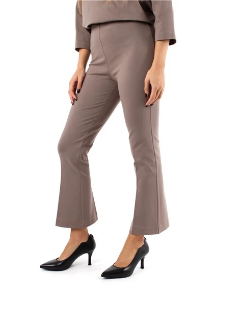 PANTALONI CROPPED A TROMBETTA IN MISTO VISCOSA DONNA TORTORA