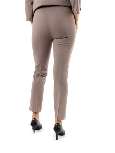 PANTALONI CROPPED A TROMBETTA IN MISTO VISCOSA DONNA TORTORA