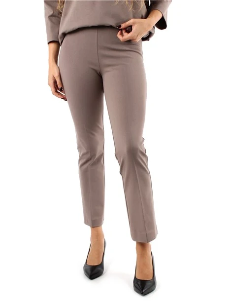 PANTALONI CROPPED A TROMBETTA IN MISTO VISCOSA DONNA TORTORA