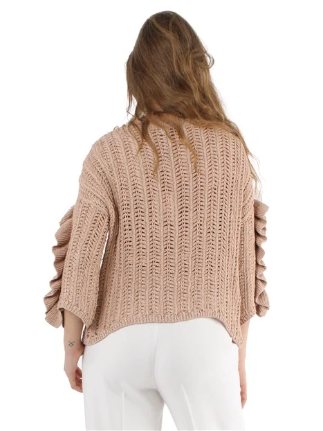 MAGLIA GIROCOLLO CROCHET DONNA BEIGE