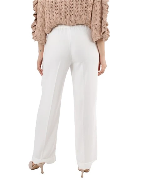 PANTALONI PALAZZO CON COULISSE IN VITA DONNA BIANCO